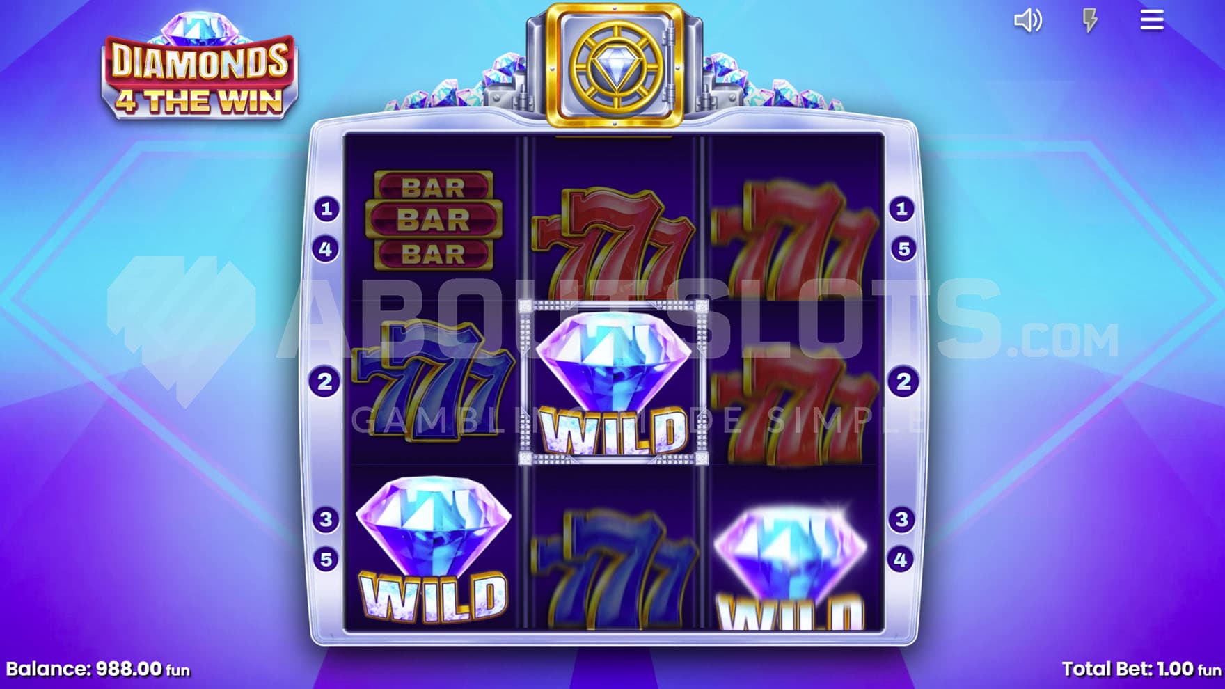 Diamond Respins in progress, showing 2 Wild symbols locked on reels 1 and 2.