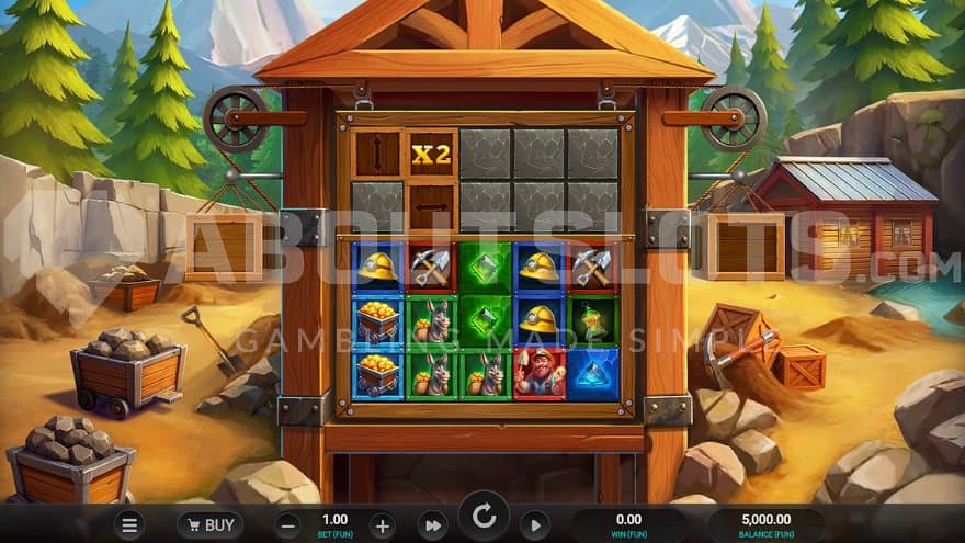A casino slot with a mining theme.