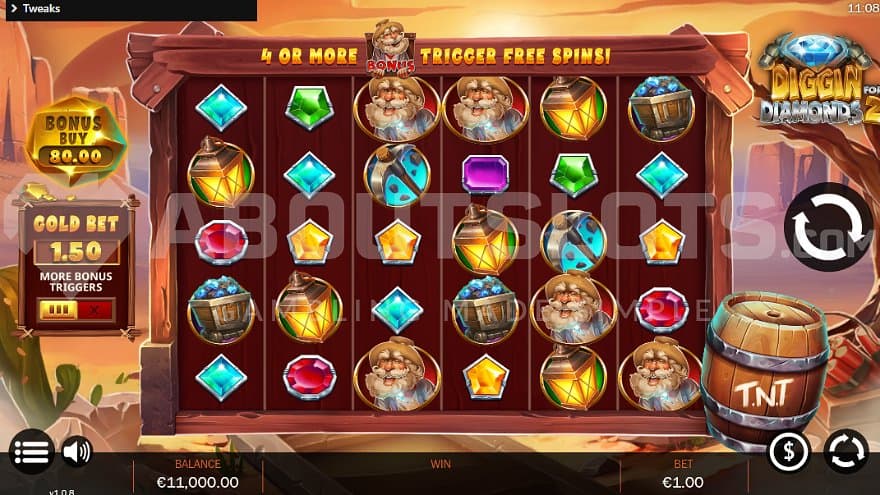 A casino slot with a mining theme.