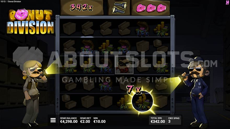 Warehouse Bonus game being active with a current 342X win.