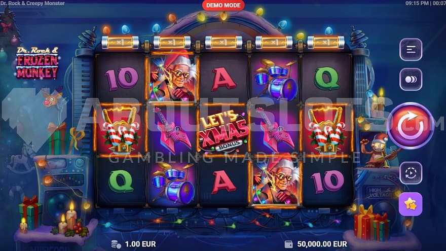 A casino slot with a Christmas theme.