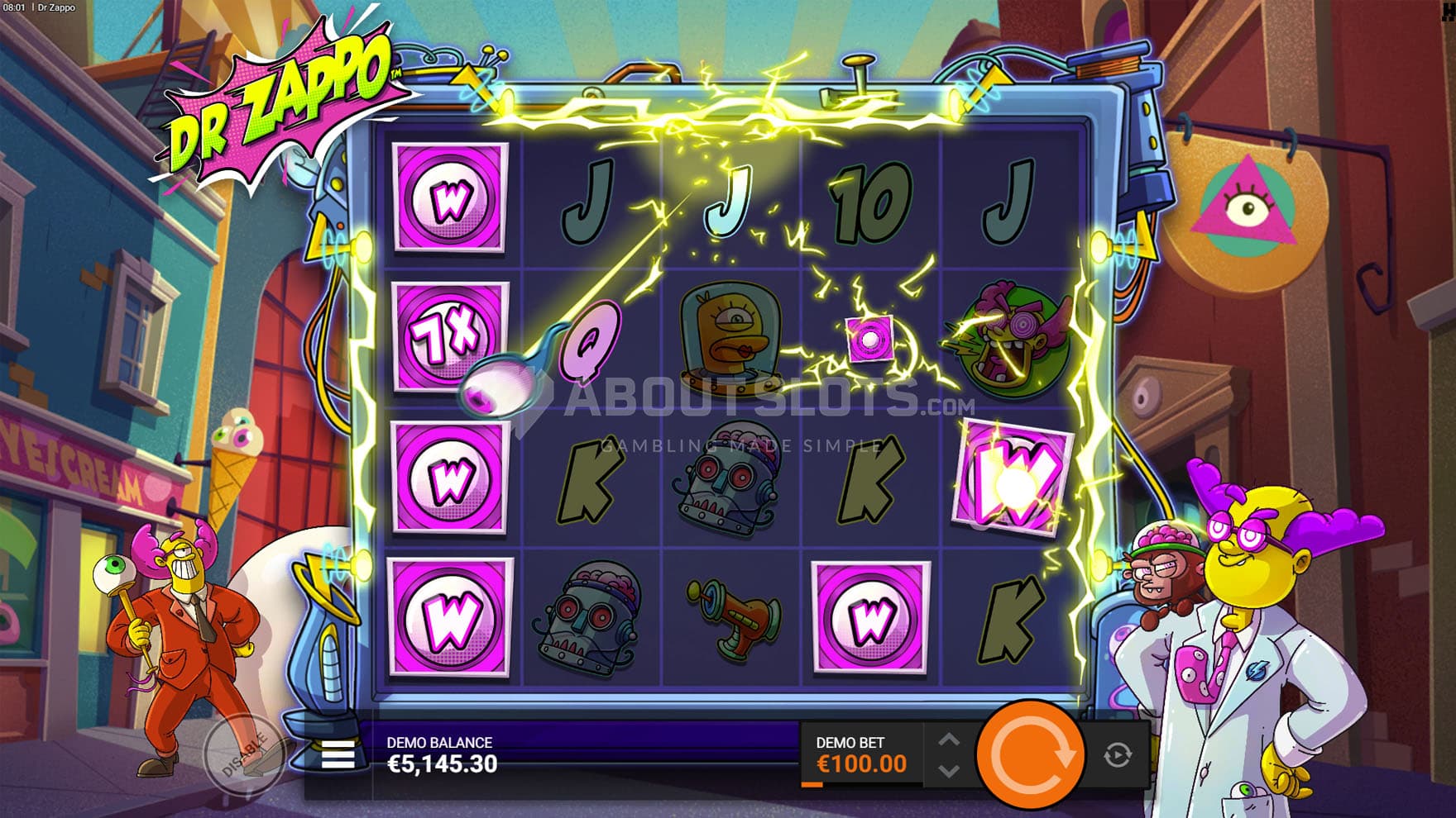 Screenshot of the Wild Eyeball symbol triggered in the base game.