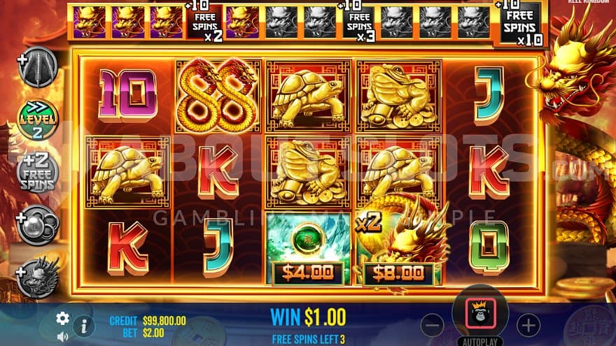 A win and upgrade to a new level in the Free Spins.