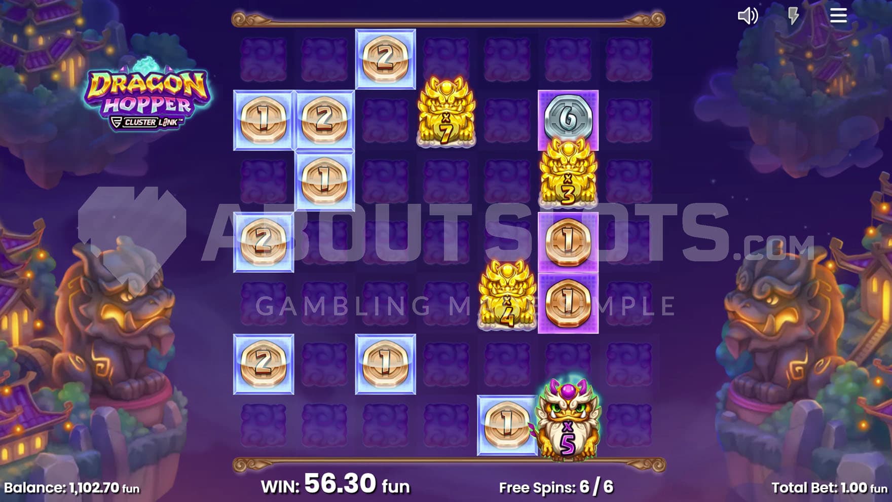 Free Spins bonus in progress with multiple Instant Prize symbols on the reels and several Wilds with multipliers.