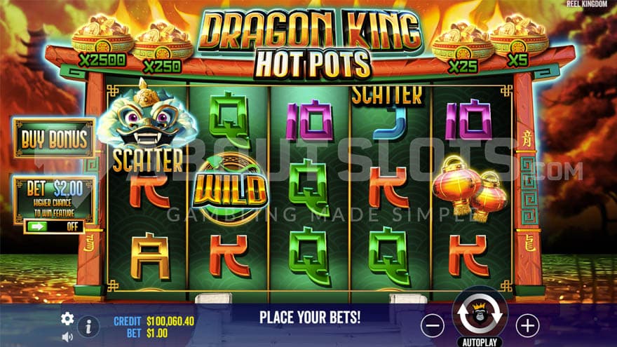 Base game with a scatter symbol on the first reel.