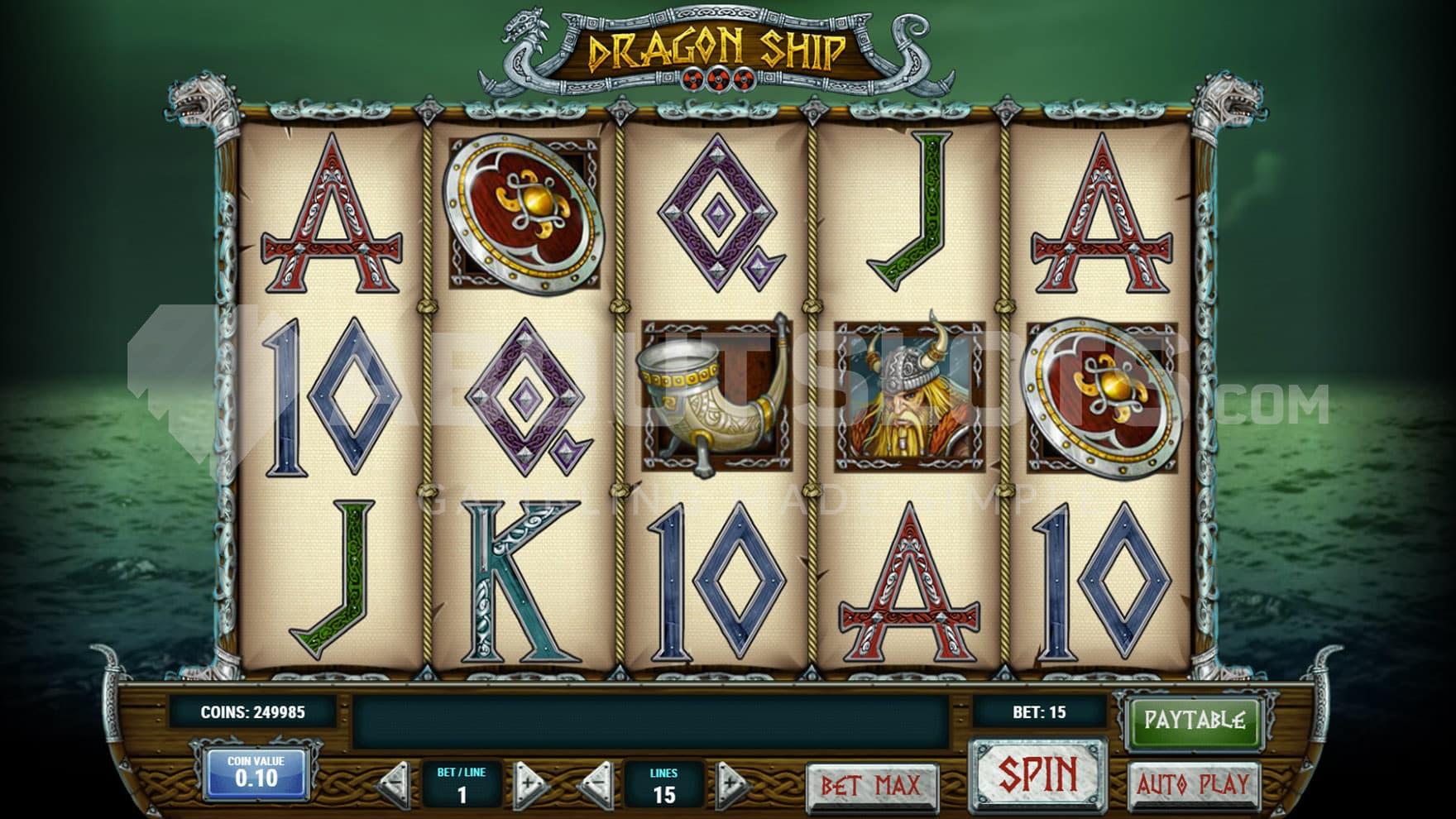 Base Game view of a 5x3 grid standing on a ship that's sailing through rough seas.