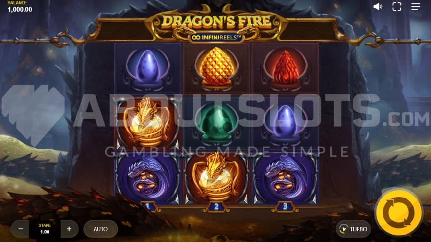 A casino slot with dragon eggs on the reels.