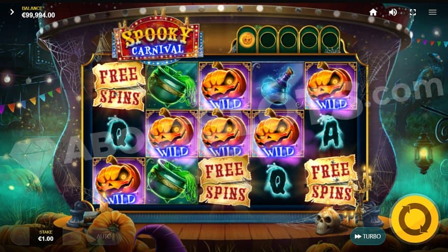 Free Spins Scatter Symbols on reels 1, 3, and 5 trigger the Free Spins.