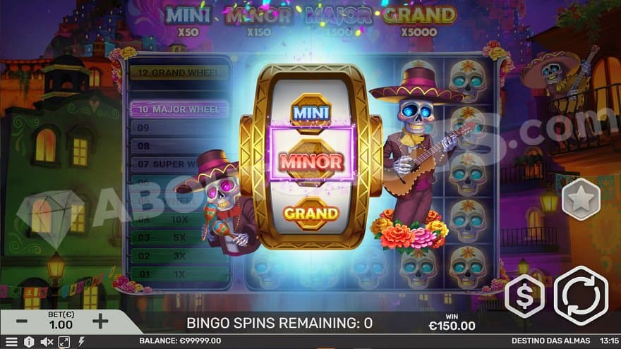 The bonus wheel in the Bingo Bonus feature.