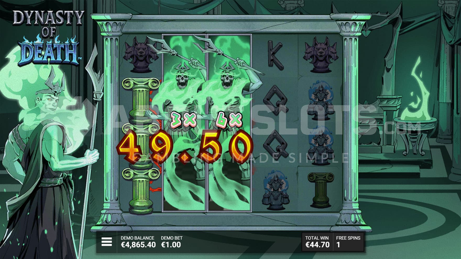 King's Defence Bonus in progress, showing two DuelReels activated on reels 2 and 3.