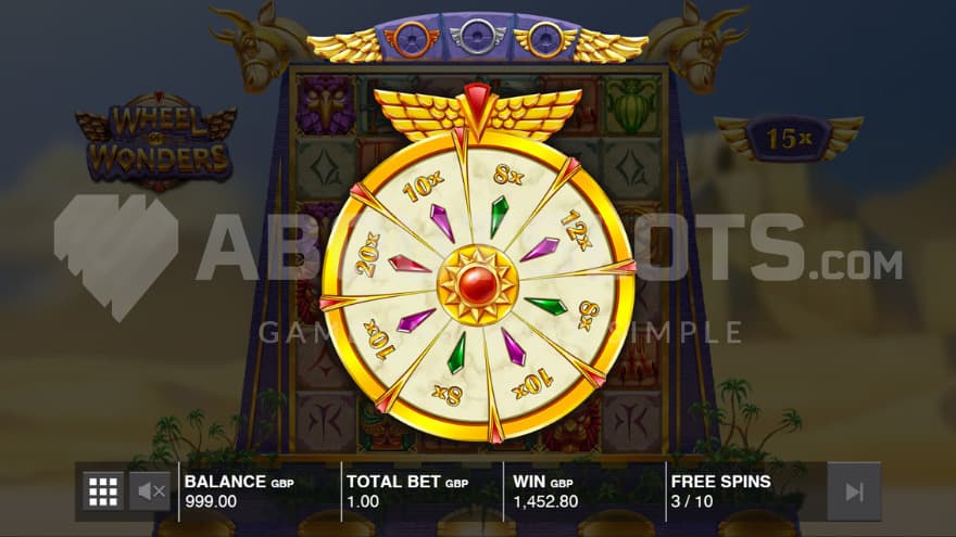 Wheel of Wonders feature showing multipliers between 8X to 20X.