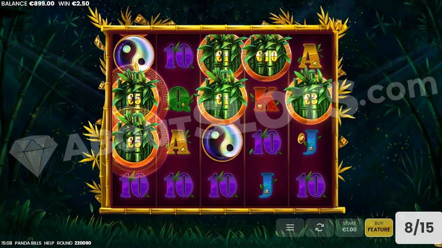 Free spins with six cash prizes locked to the reels.