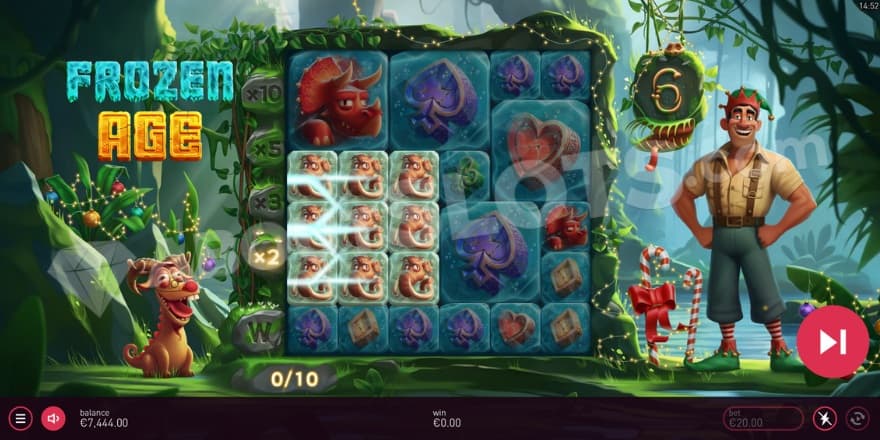 A screenshot from the free spins feature.