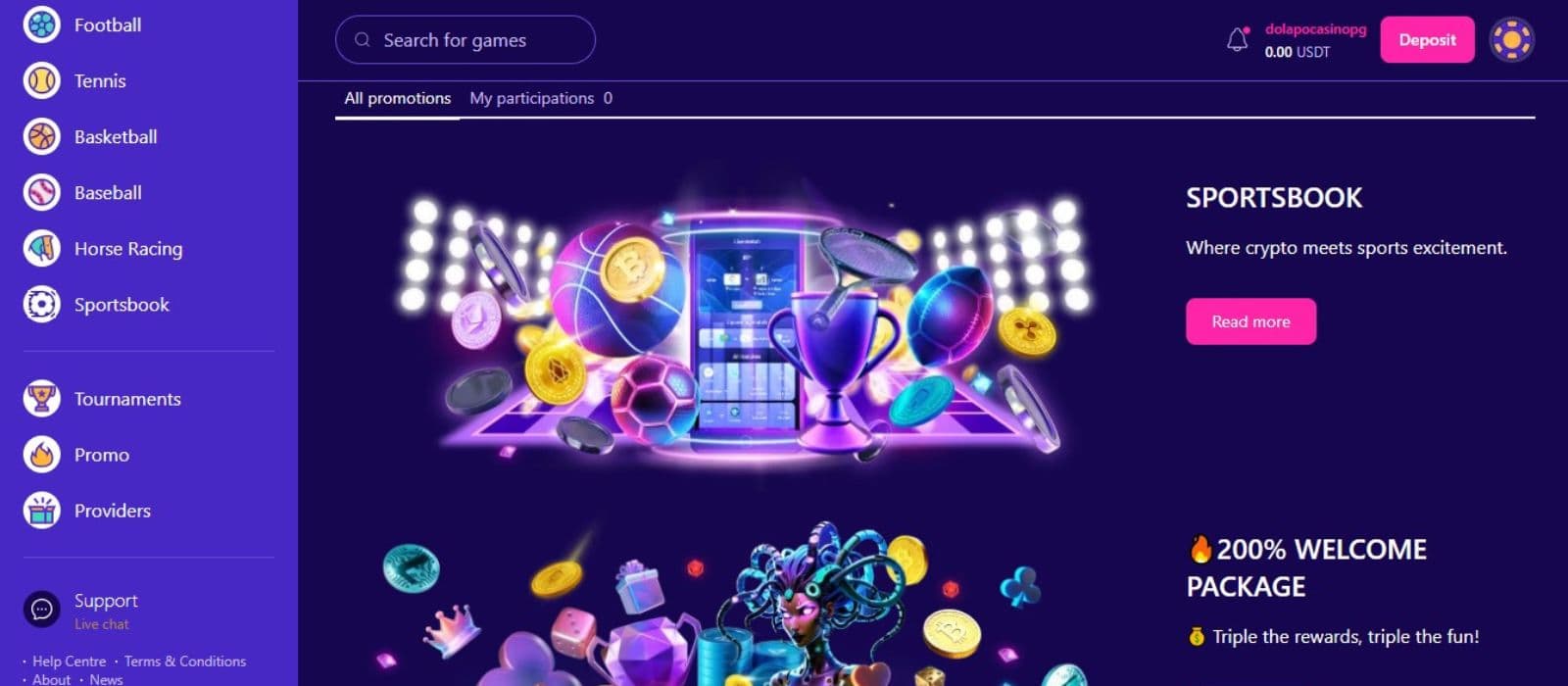 Empire Casino’s promotion page, showing the sportsbook bonus and the welcome package.