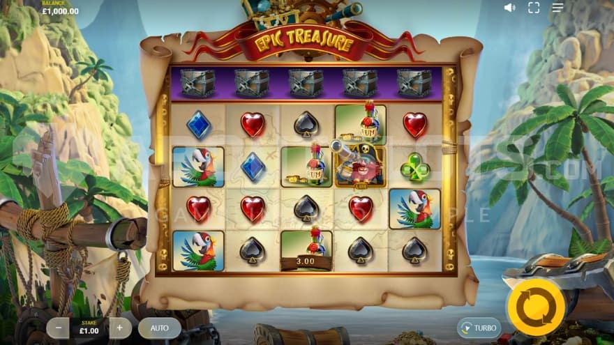 A casino slot with a pirate theme.