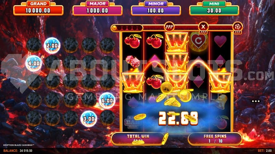 A win of 11.44x on the first spin in the Free Spins feature.