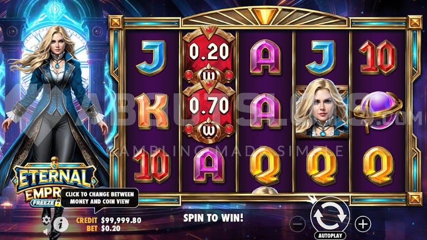 A casino slot with 5 reels.