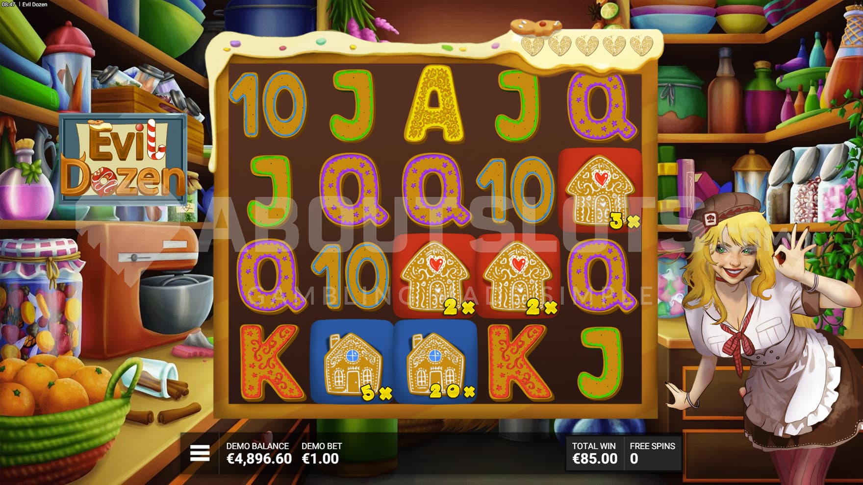 She's a Witch Spins bonus in progress, showing several sticky Multiplier Wilds on the grid.