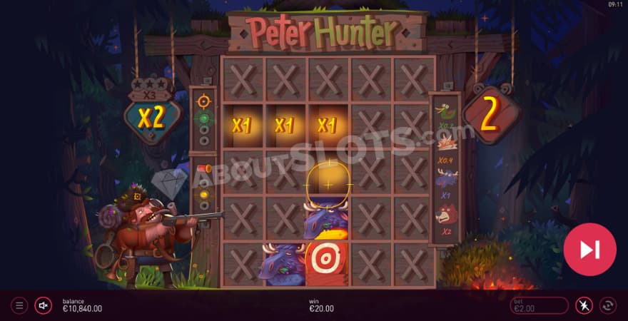 Free Spins bonus game with 2 free spins left.