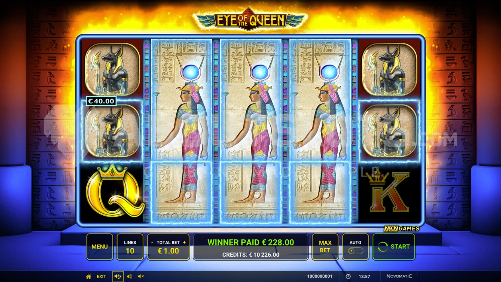 Expanding Wild feature triggered on the three middle reels, awarding a big win together with high-paying symbols.