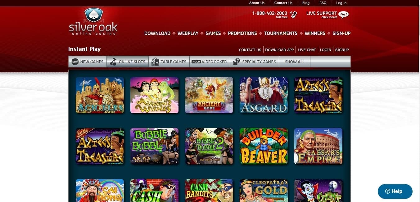 silver oak casino slots