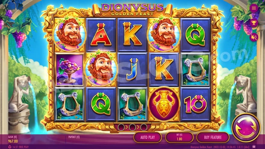 An image of the base game in Dionysus Golden Feast