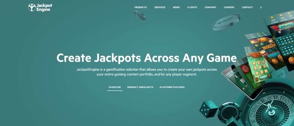 A screenshot from EveryMatrix' JackpotEngine page