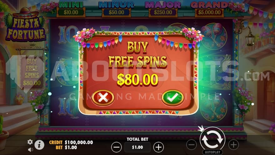 A screen offering the Free Spins for 80x the bet.