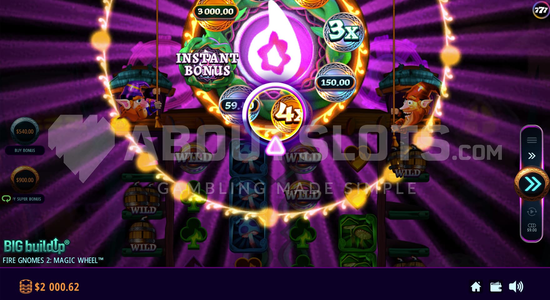 Magic Wheel feature triggered in the base game.