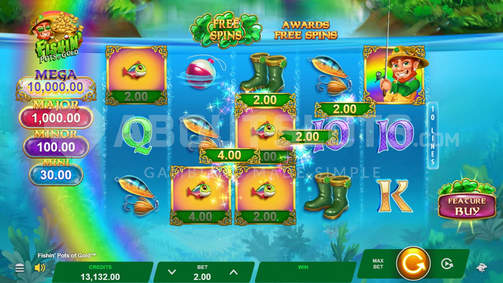 Cash Collect feature in the base game triggered with a Collect symbol on reel 5 and four Cash symbols on reels 1, 2, and 3.