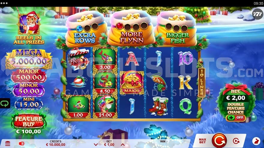 A fishing slot with a Christmas theme.