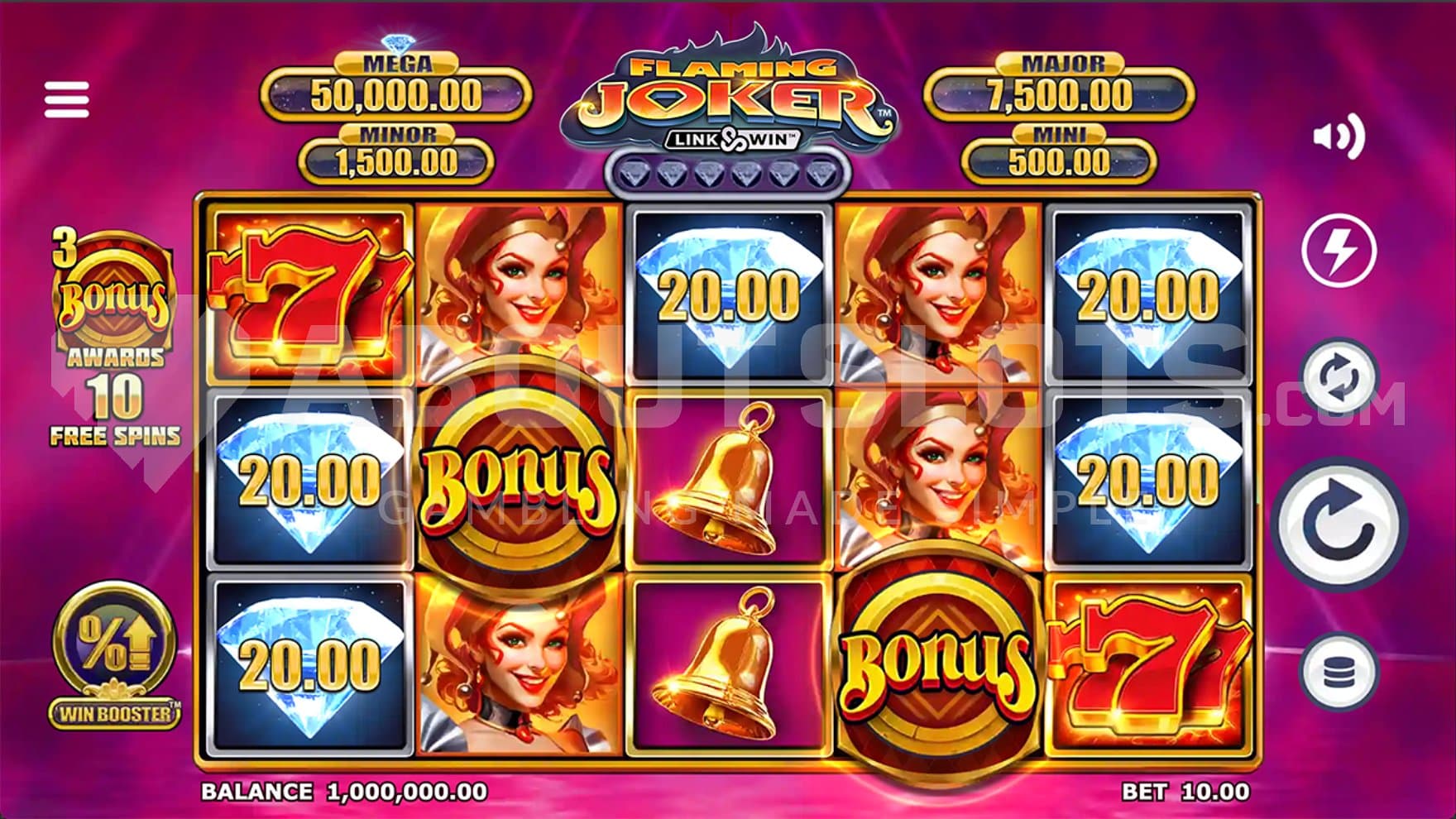 A casino slot with 5 reels.