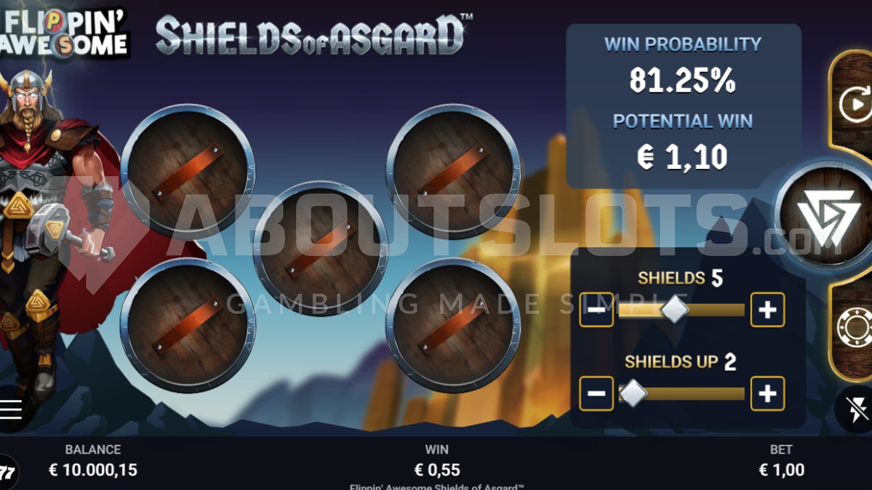 Five shields turned up-side-down.