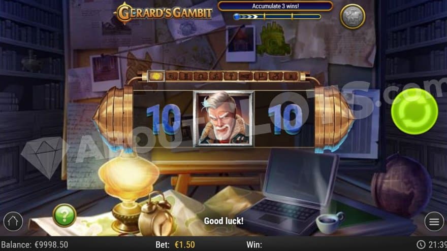 An office desk with 3 reels with 1 row.