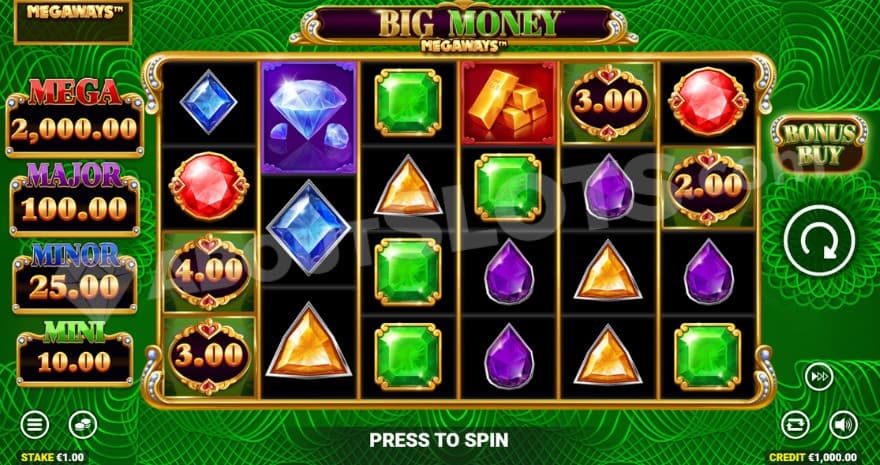 Base game where you can see four Jackpots to the left.