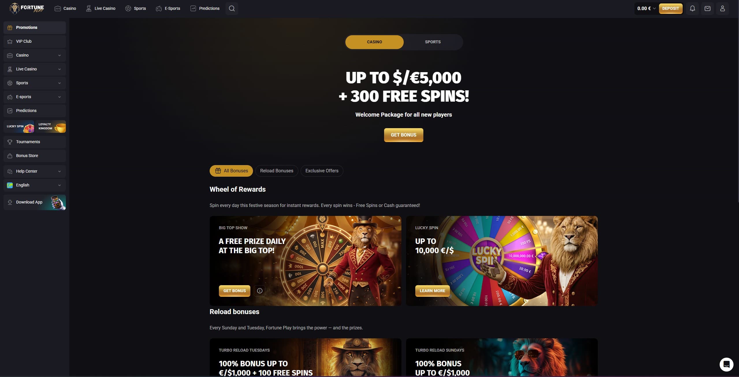 FortunePlay Promotions Page showing the available bonuses and promotions