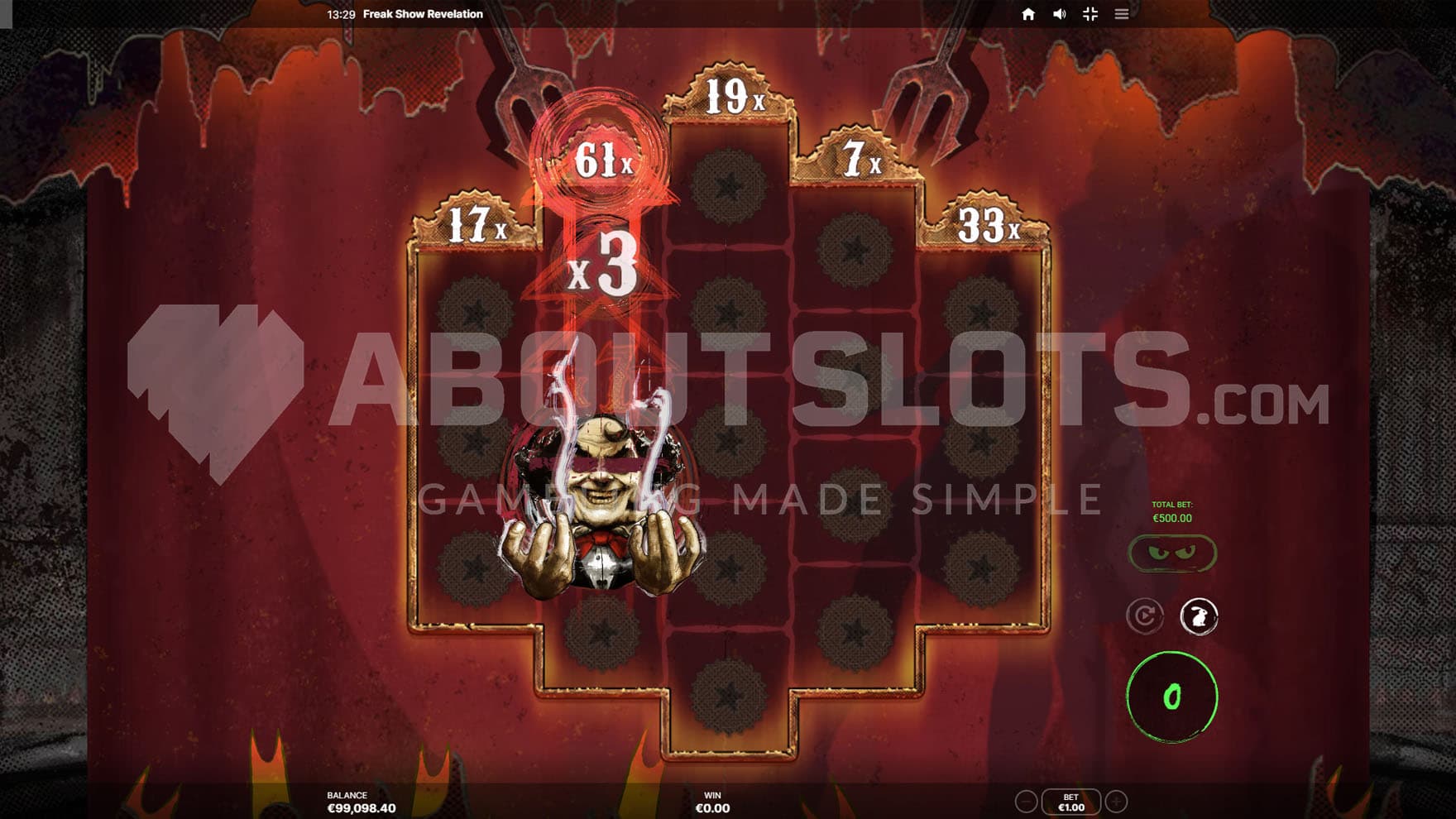 Super Hell Respins in progress, showing a Host symbol multiplying the reel total multiplier by x3.