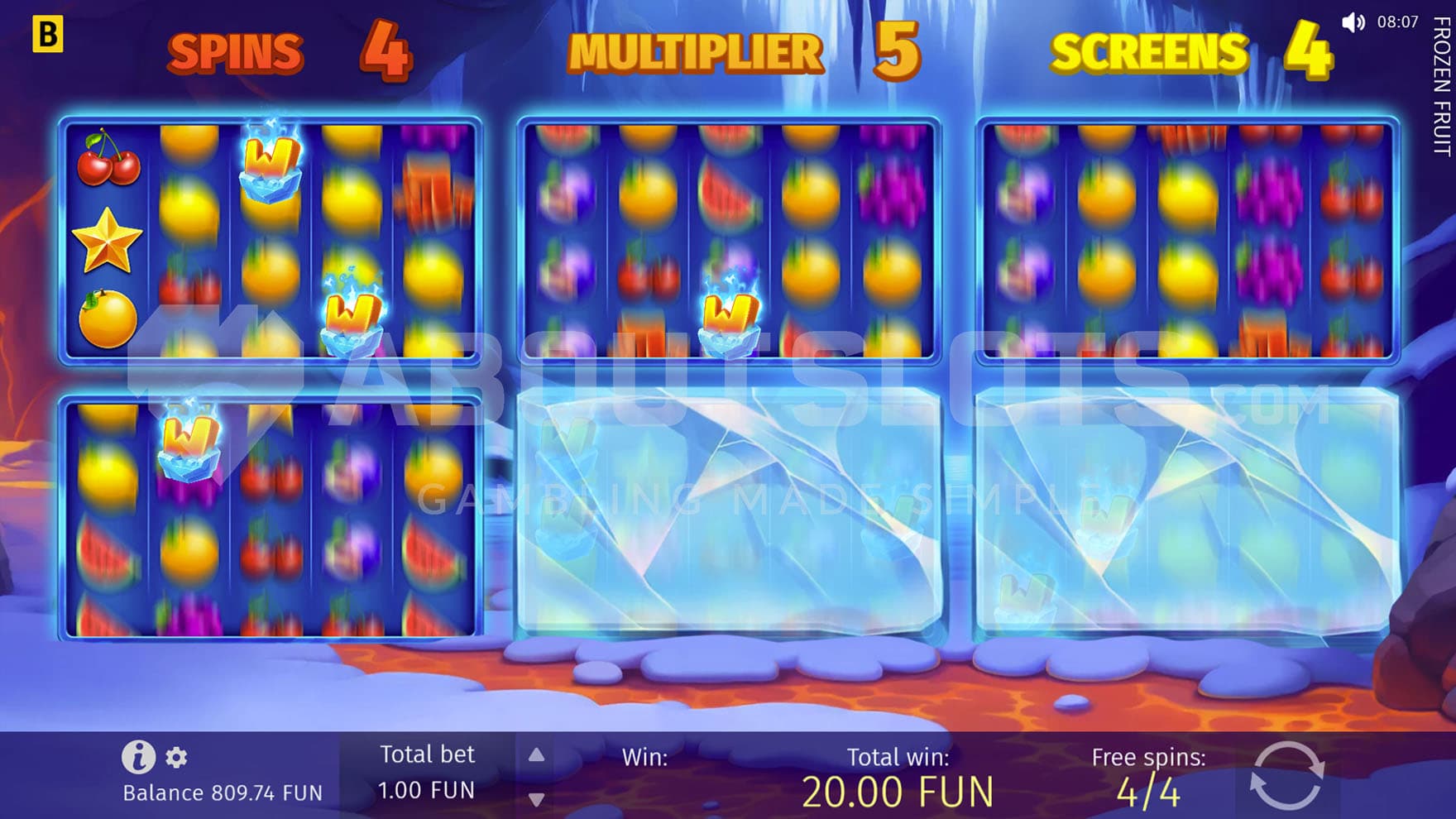 Bonus Game in progress, showing the Wild Rain feature being triggered.