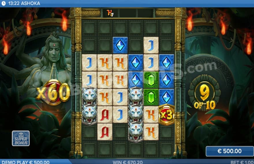 Bonus game with a 60X win multiplier on the left.