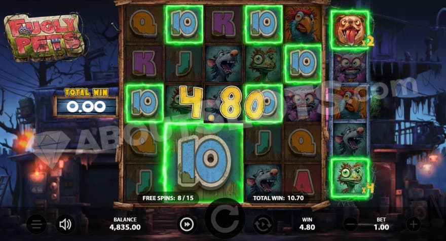 Free Spins bonus game with one 2X2 super symbol.