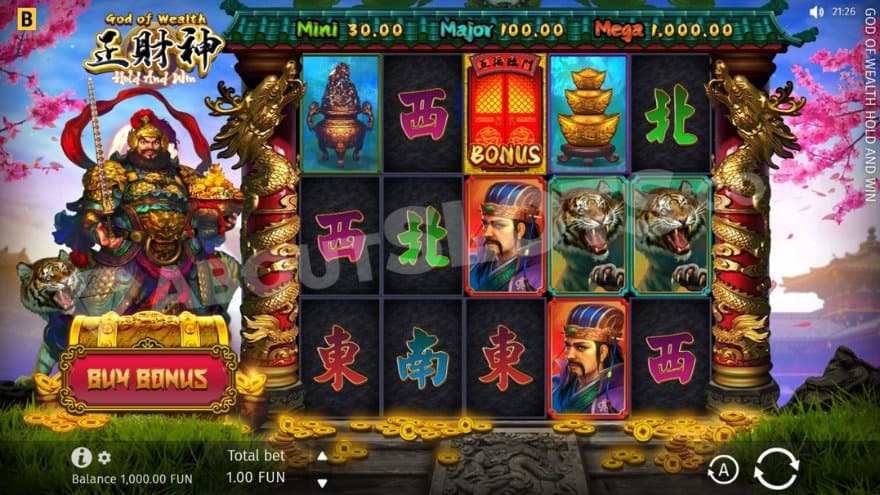 Base game where you can see the god of wealth to the left.