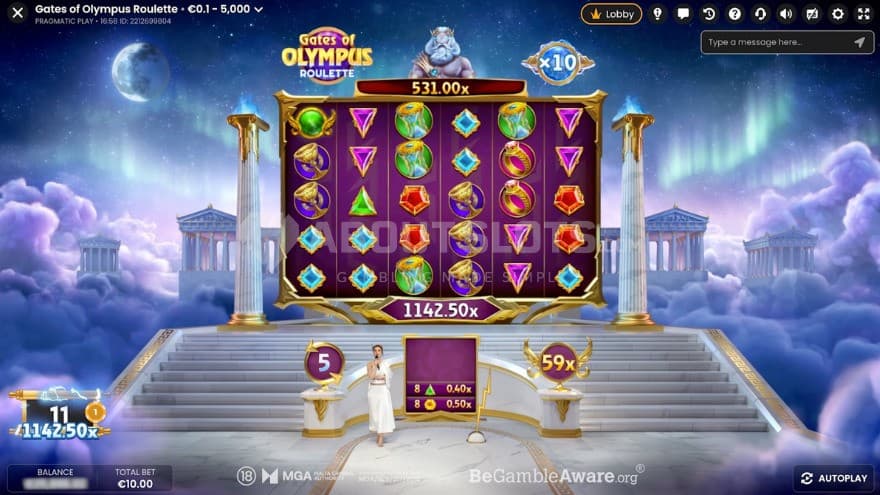 Big win of 1142.50x being won during the bonus game feature.