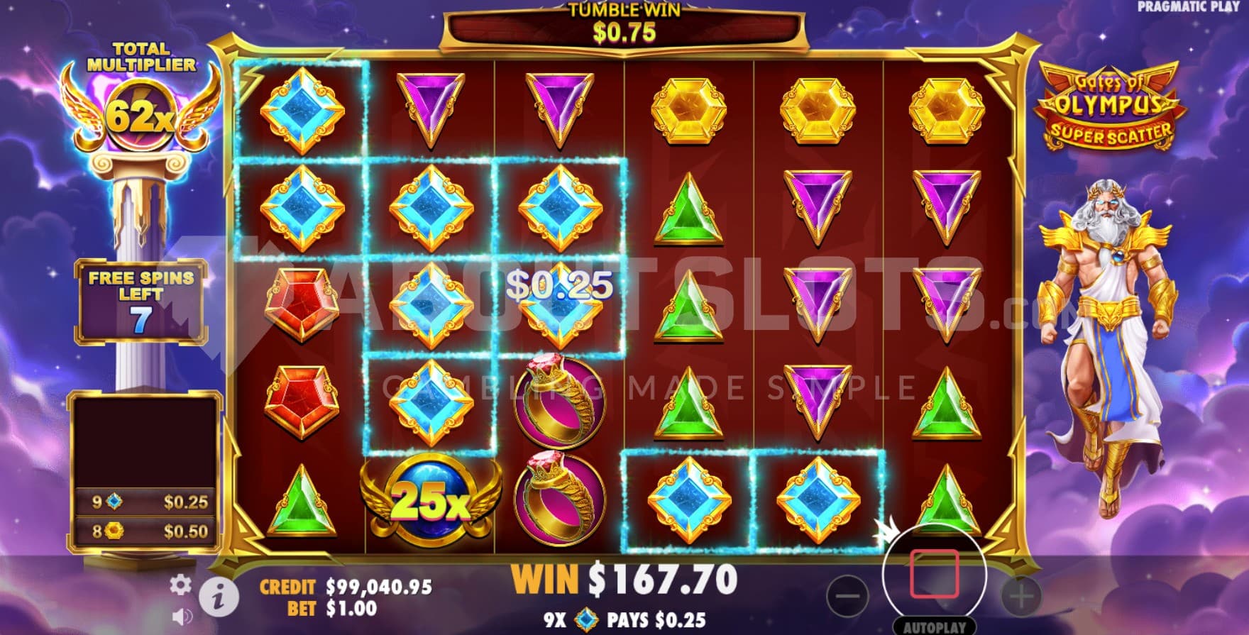 Free Spins bonus game with a 25X multiplier symbol on the second reel.