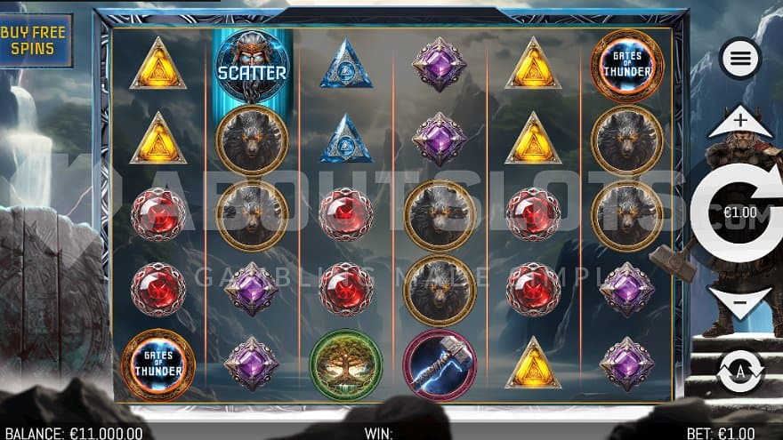 A casino slot next to big mountains.