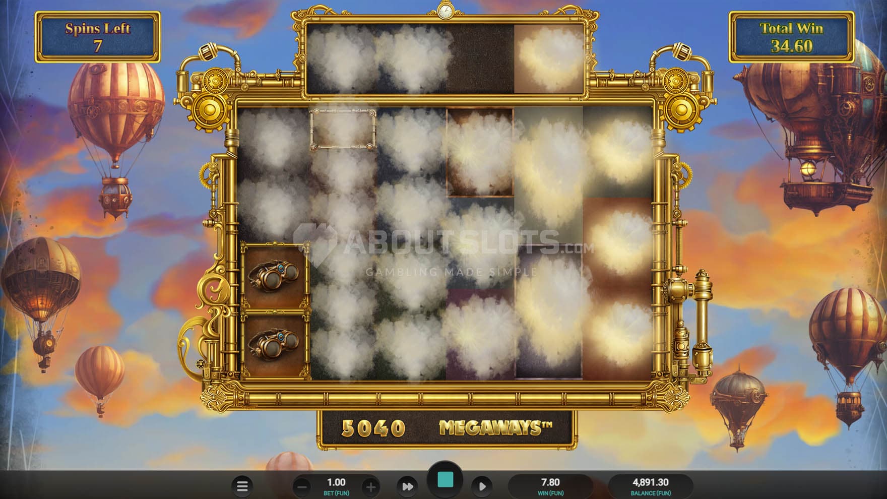 Screenshot of the Bomb symbol triggered in Free Spins, destroying all regular symbols from the grid.