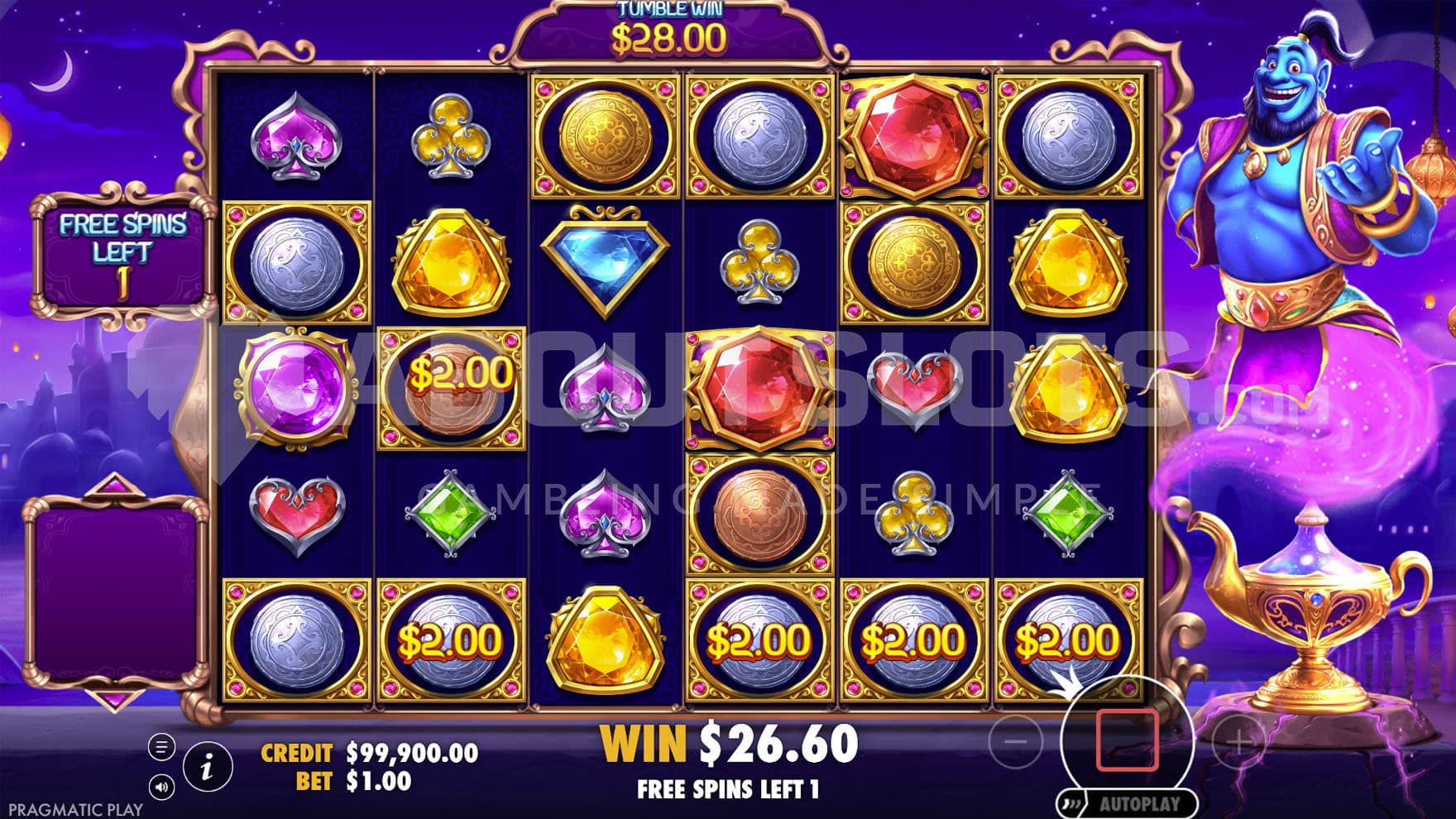 Free Spins bonus in progress, showing multiple positions covered with Cash Coins awarding instant wins.