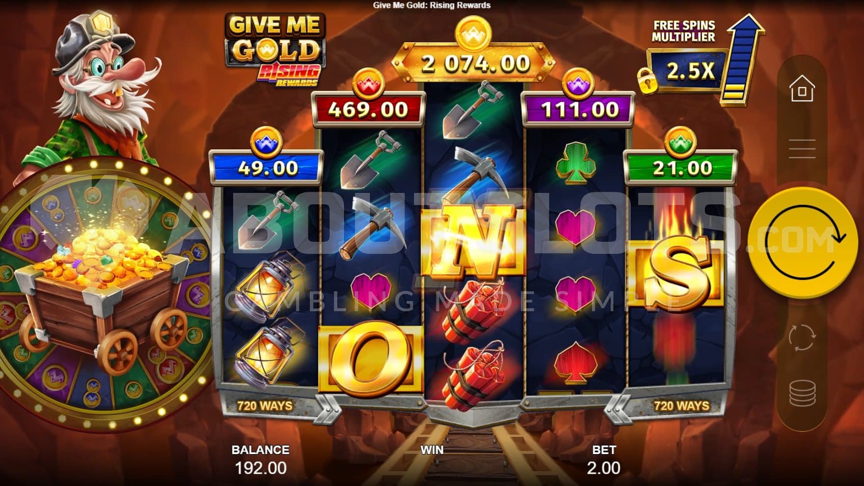 A casino slot with 3-4-5-4-3 rows.
