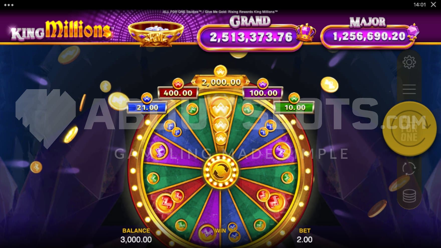 A wheel with 5 jackpots.