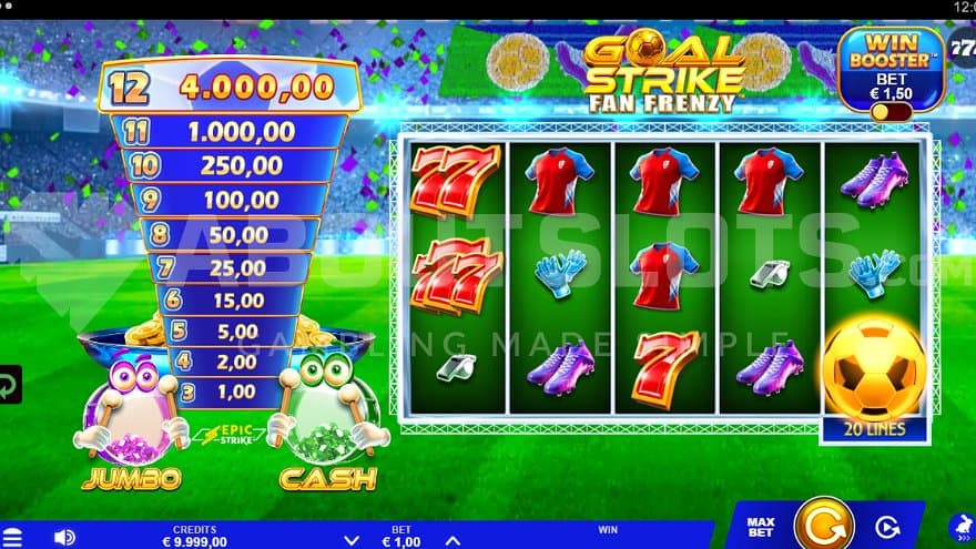 A casino slot on a football pitch.