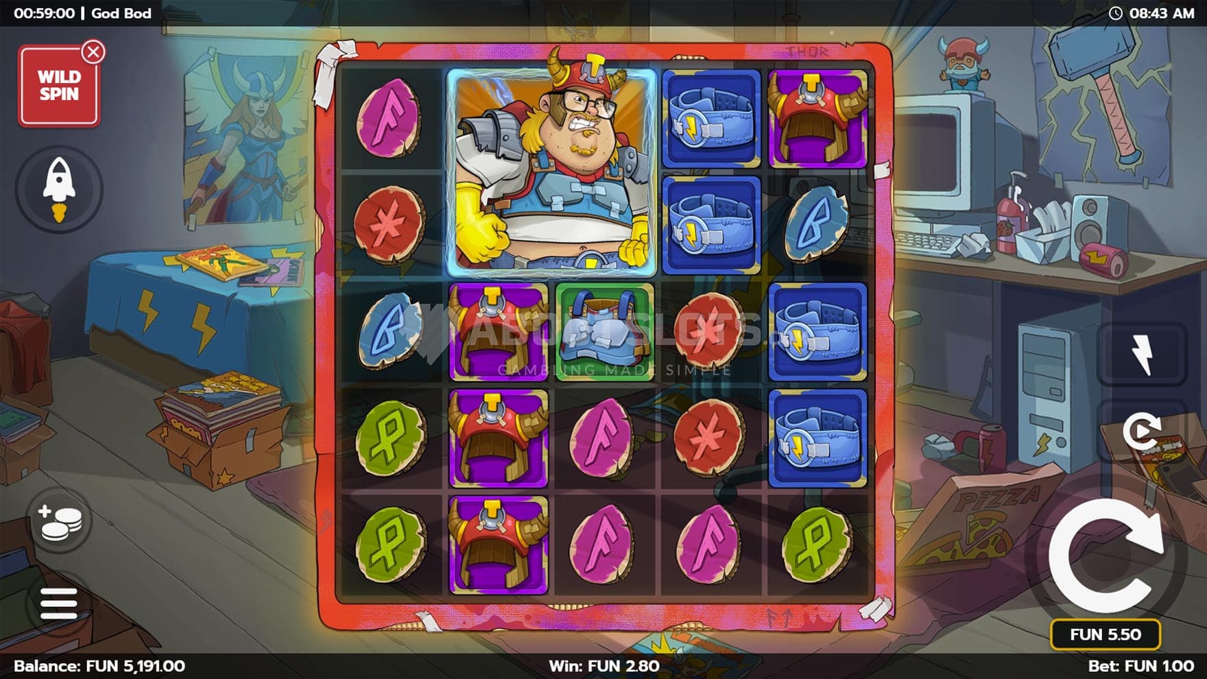 Screenshot of the Random Wild feature triggered in the base game.